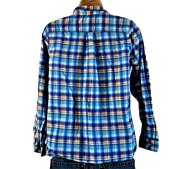Lands' End Kids Girls Plaid Button-Up Shirt with Ruffle Collar - Size 16 - Picture 4 of 6